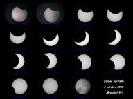 Des vues du Soleil  diffrents instants de l'clipse