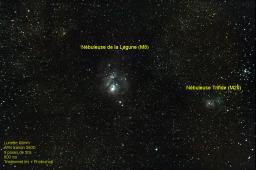 La nbuleuse de la Lagune (M8) et la nbuleuse Trifide (M20)